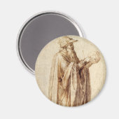 ミケランジェロによる人間の頭蓋骨を持つギリシャの哲学者 マグネット (正面/裏面)