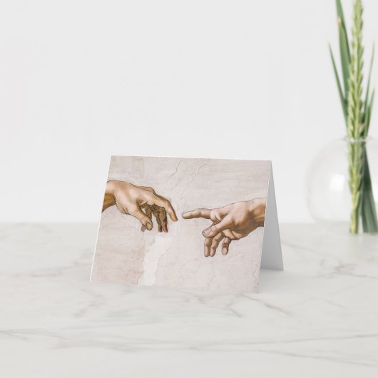 ミケランジェロによる父とアダムの神の手 サンキューカード (正面)