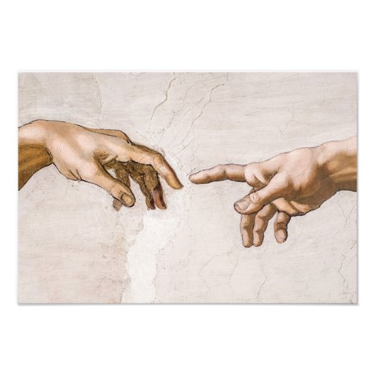 ミケランジェロによる父とアダムの神の手 フォトプリント (正面)