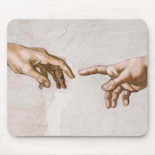 ミケランジェロによる父とアダムの神の手 マウスパッド (正面)