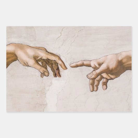 ミケランジェロによる父とアダムの神の手 ラッピングペーパーシート (正面)