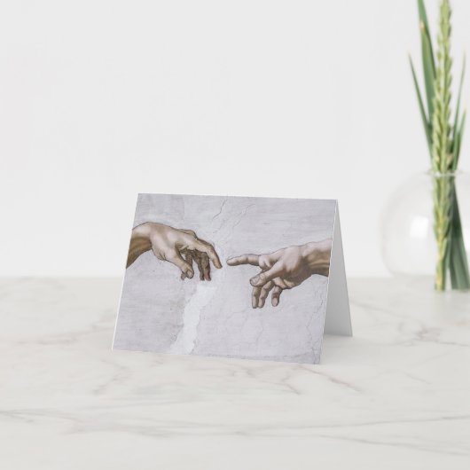 ミケランジェロによる神とアダムの手 サンキューカード (正面)