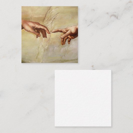 ミケランジェロのアダム・システィーナ礼拝堂の創造 スクエア名刺 (正面/裏面)
