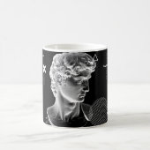 ミケランジェロのデビッド首長の3Dイング画素アート8 コーヒーマグカップ (中央)