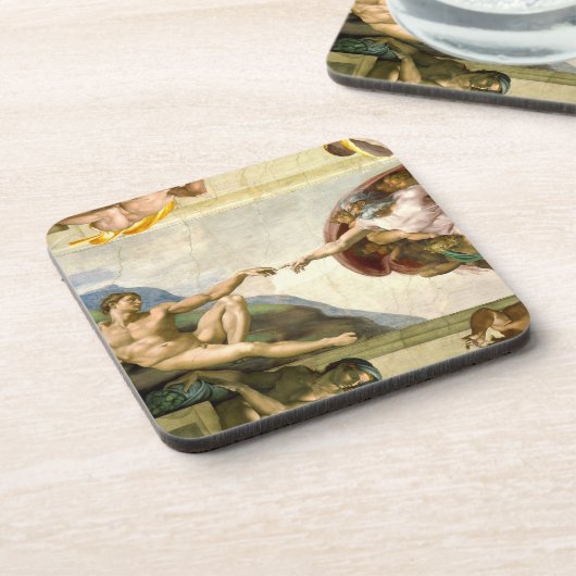 ミケランジェロのファインアートによるアダムの作成 コースター (左側)
