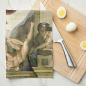 ミケランジェロの人間の創造（アダムの創造） キッチンタオル (四つ折り)