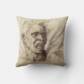 ミケランジェロの呪われた魂、男の頭 クッション (裏面)