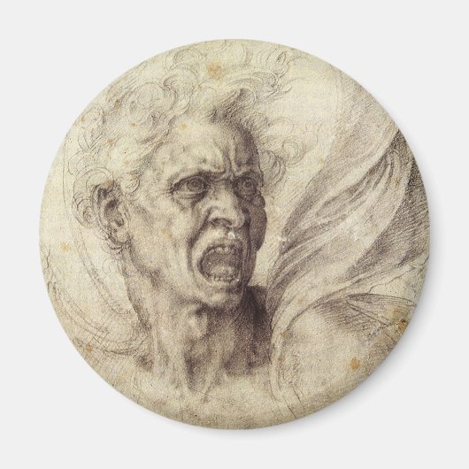 ミケランジェロの呪われた魂、男の頭 マグネット (正面)