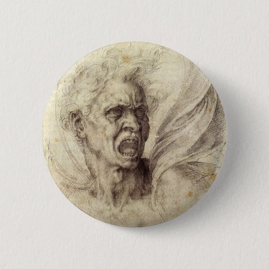 ミケランジェロの呪われた魂 缶バッジ (正面)