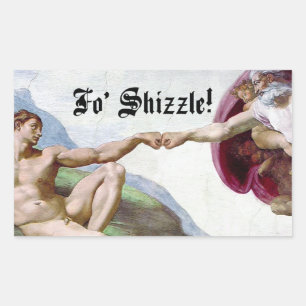 ミケランジェロの『アダムの創造』フィストバンプ Fo Shizzle 長方形シール