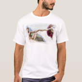 ミケランジェロの『アダムの創造』 - 神とアダムの拳バンプ Tシャツ (正面)