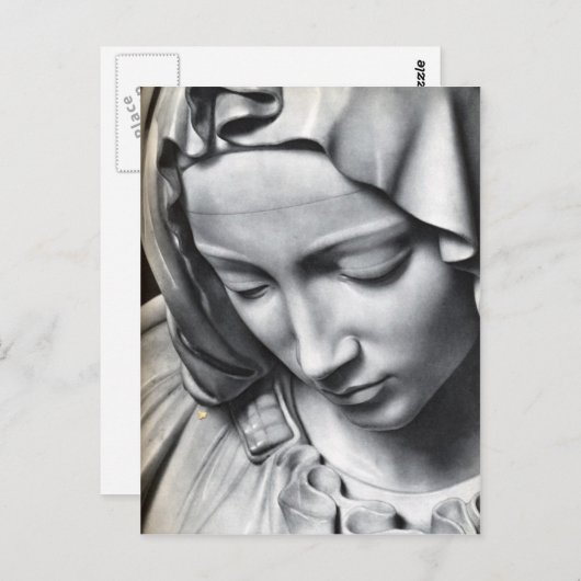 ミケランジェロの『ピエタ』 聖母マリアの顔の詳細 ポストカード (正面/裏面)