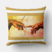 ミケランジェロはヴィンテージアートを黄金と白で手にする クッション (裏面)