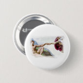 ミケランジェロ人の創造 – 神アダム拳バンプ 缶バッジ (正面&裏面)