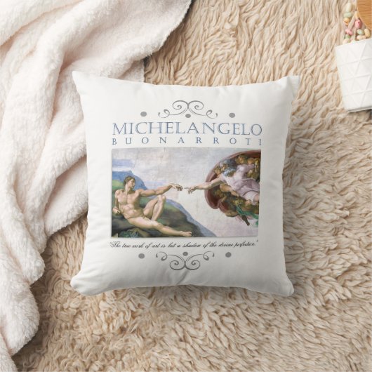 ミケランジェロ人間絵画の創造引用文 クッション (ブランケット)