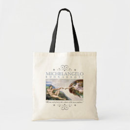 ミケランジェロ人間絵画の創造引用文 トートバッグ