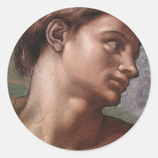 ミケランジェロ創造アダム・ゴッドアート ラウンドシール (正面)