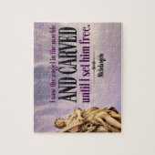 ミケランジェロ感動的引用文「エンジェル彫刻」 ジグソーパズル (縦)