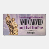 ミケランジェロ感動的引用文「エンジェル彫刻」 デスクマット (正面)