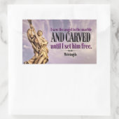 ミケランジェロ感動的引用文「エンジェル彫刻」 長方形シール (バッグ)