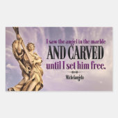 ミケランジェロ感動的引用文「エンジェル彫刻」 長方形シール (正面)