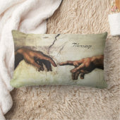 ミケランジェロ手によるヴィンテージアートと書道 ランバークッション (ブランケット)