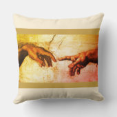 ミケランジェロ手ヴィンテージアートオンアイボリー クッション (裏面)