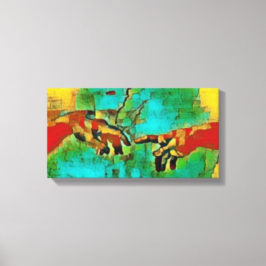 ミケランジェロ抽象芸術アダムカラフル創造 キャンバスプリント (正面)