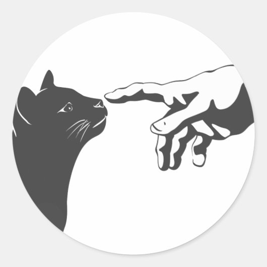 ミケランジェロ猫 – 背景色を選択 ラウンドシール (正面)