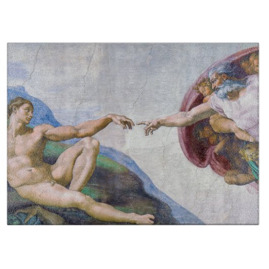 ミケランジェロ – アダムの創造 カッティングボード (正面)