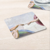 ミケランジェロ – アダムの創造 スクエアペーパーコースター (アングル)