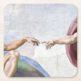 ミケランジェロ – アダムの創造 スクエアペーパーコースター
