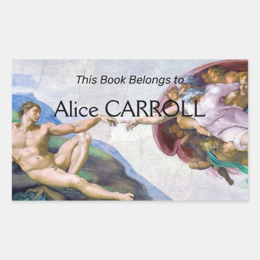 ミケランジェロ - アダムの創造 単体 長方形シール (正面)