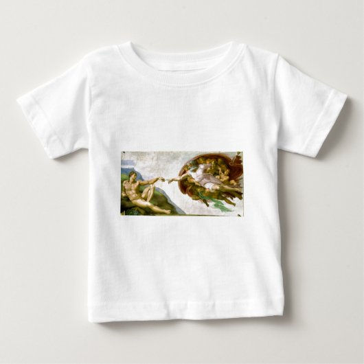 ミケランジェロ – アダム絵を描の創造 ベビーTシャツ (正面)