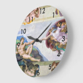 ミケランジェロ-システィナ礼拝堂アダムの創造 ラージ壁時計 (傾斜)