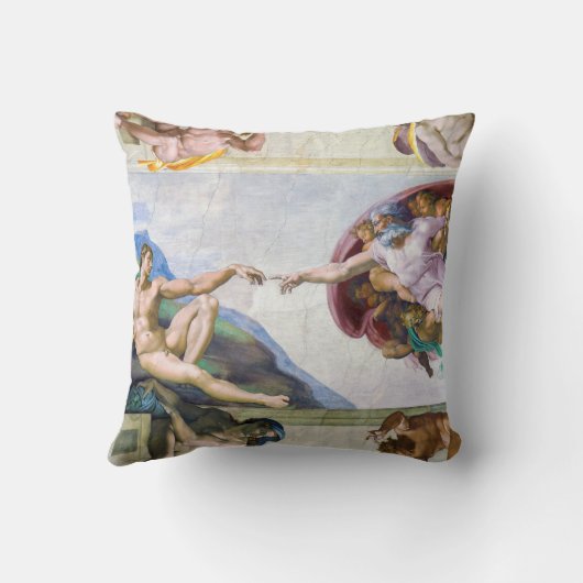 ミケランジェロ – システィーナ礼拝堂アダムの創造 クッション (裏面)