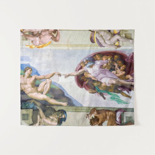ミケランジェロ – システィーナ礼拝堂アダムの創造 タペストリー (正面(横))