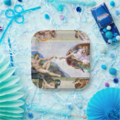 ミケランジェロ – システィーナ礼拝堂アダムの創造 ペーパープレート (パーティー)