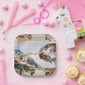 ミケランジェロ – システィーナ礼拝堂アダムの創造 ペーパープレート (パーティー)