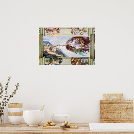 ミケランジェロ – システィーナ礼拝堂アダムの創造 ポスター (キッチン)