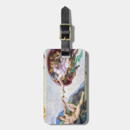 ミケランジェロ – システィーナ礼拝堂アダムの創造 ラゲッジタグ (正面縦)