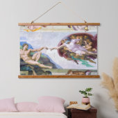 ミケランジェロ – システィーナ礼拝堂アダムの創造 吊り下げ型タペストリー (寝室)