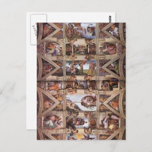 ミケランジェロ:システィーナ礼拝堂天井 ポストカード (正面/裏面)