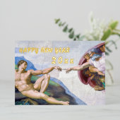 ミケランジェロ - 新年快乐 / アダムの創造 箔シーズンカード (立ち正面)