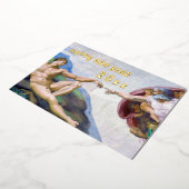 ミケランジェロ - 新年快乐 / アダムの創造 箔シーズンカード (回転した状態)