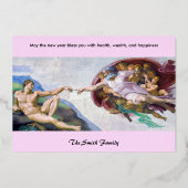 ミケランジェロ - 新年快乐 / アダムの創造 箔シーズンカード (裏面)