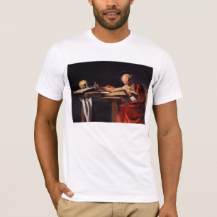 ミケランジェロCaravaggio著聖者のジェロームの執筆 Tシャツ