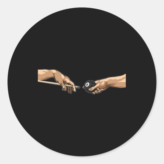 ミケランジェロHands Creation Of Adam Pool Billiards ラウンドシール (正面)