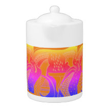 ミケーネインスパイアギリク・オレンジゴシップス・ティーポット