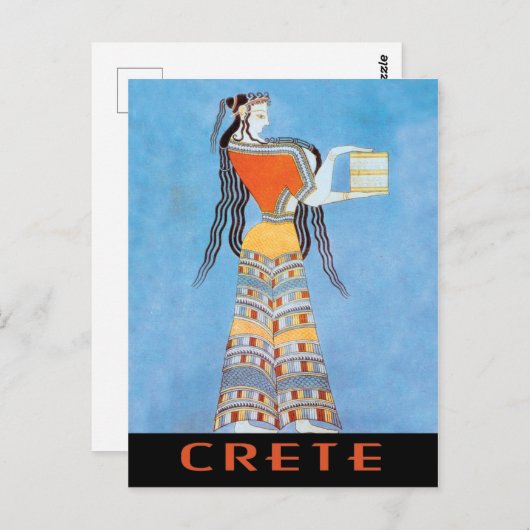 ミケーネ族の女性フレスコ付きクレタ ポストカード (正面/裏面)